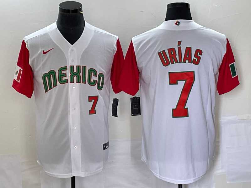 Men's Mexico Baseball #7 Julio Urias Number 2023 White Red World Classic Stitched Jersey 19,We sell and wholesale Men's Mexico Baseball #7 Julio Urias Number 2023 White Red World Classic Stitched Jersey 19 on line form chian!
